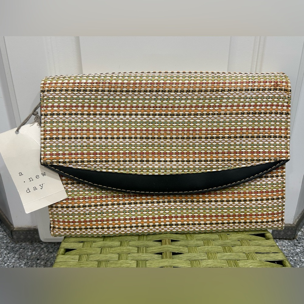 A New Day Multicolor Woven Snap Closure Clutch/Wristlet NWT